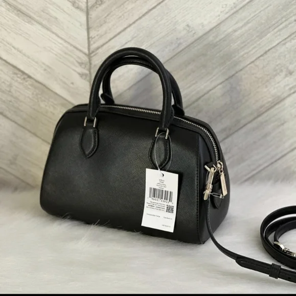 NWT KATE SPADE KF493 MADISON LEATHER SMALL DUFFLE SATCHEL CROSSBODY BAG BLACK - Picture 3 of 4